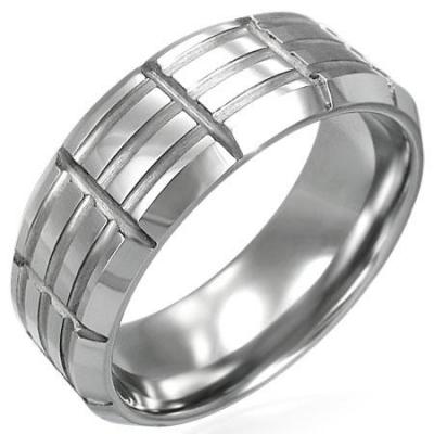 Inel tungsten lat cu striatii stil verigheta [0]