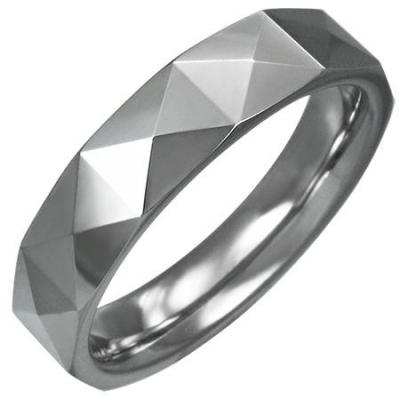 Inel tungsten stil verigheta cu piramide [1]