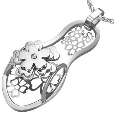 Pandant otel in forma de papuc cu floricele - Summer Time Be Lucky