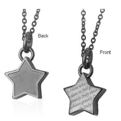 Pandant inox steluta gri inchis cu 2 fete