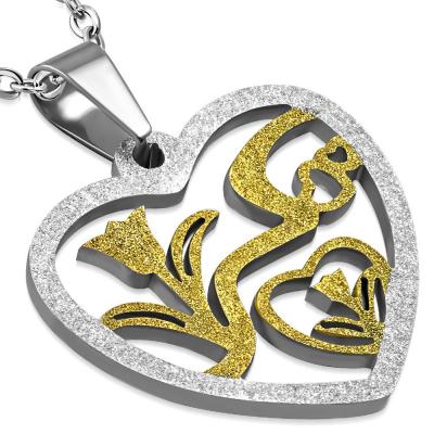 Pandant otel inox cu inimioare si lalele