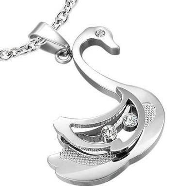 Pandant otel inox in forma de lebada cu zirconii