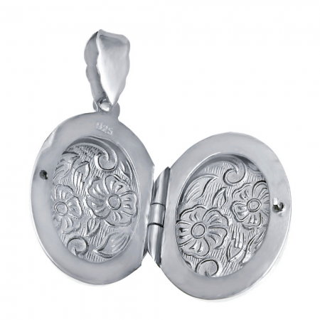 Pandantiv argint 925 rodiat gravat cu doua floricicele - Be Nature - BeSpecial [0]