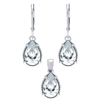 Set elegant din argint 925 rodiat cu picaturi si zirconii - Be Nature [0]