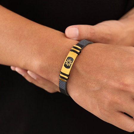 Bratara Anchor cu placuta din inox si piele [1]