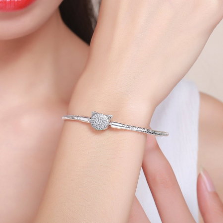 Bratara argint 925 cu cap de pisicuta si zirconii albe - Be Nature  BST0028 [6]