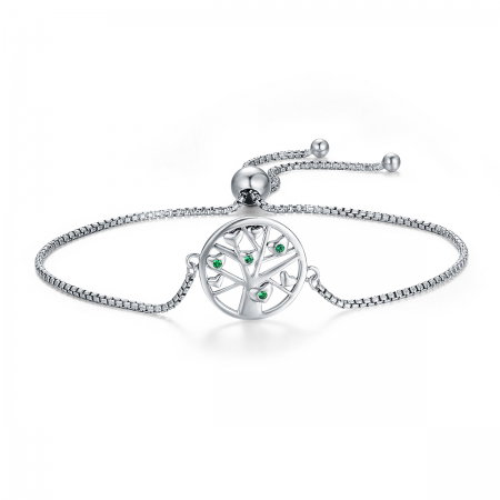 Bratara argint 925 cu copacul vietii, inimioare si zirconii verzi - Be Nature  BST0026 [0]