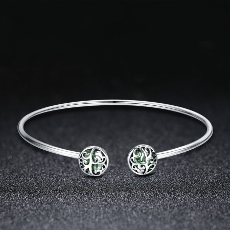 Bratara argint 925 cu copacul vietii si cristale verzi - Be Nature  BST0030 [1]