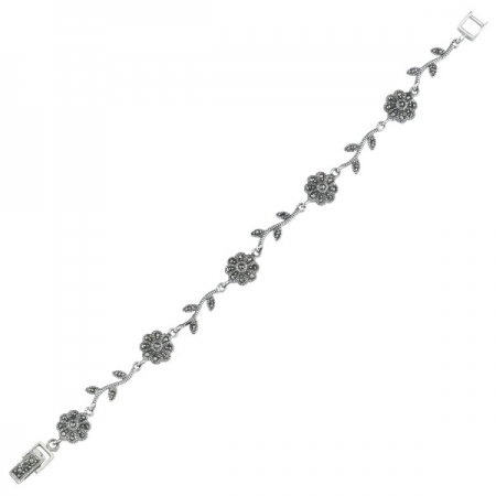 Bratara argint 925 cu floricele si marcasite si aspect vintage - Be Nature BTU0072 [0]