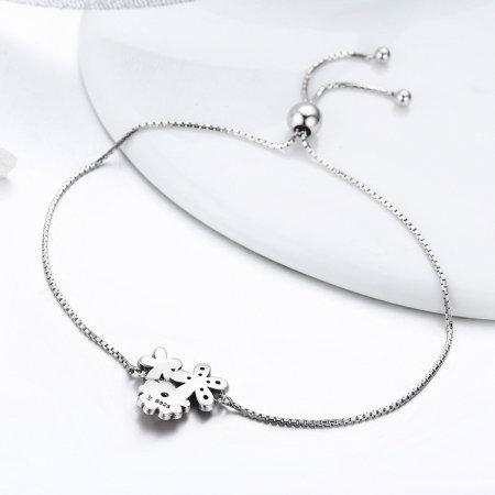 Bratara argint 925 cu floricele si zirconii albe - Be Nature  BST0029 [4]