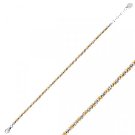 Bratara argint 925 cu margele taiate in forma de diamant, placata cu rodiu [0]