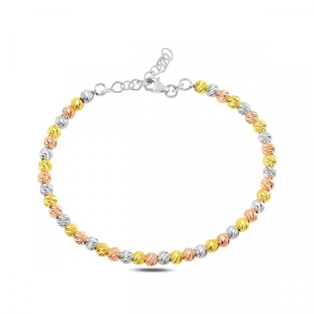 Bratara argint 925 cu margele taiate in forma de diamant, placata cu rodiu - Lungime: 16,5 cm [0]