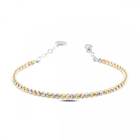 Bratara argint 925 cu margele taiate in forma de diamant, placata cu rodiu - Lungime: 16,5 cm [0]