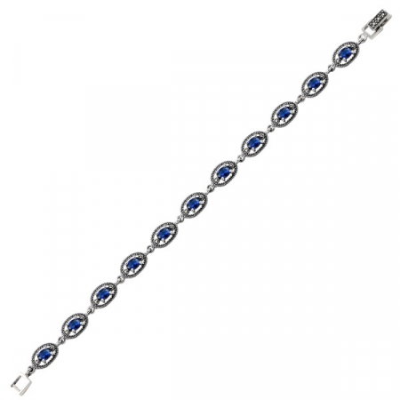 Bratara argint 925 cu zirconii albastre si marcasite [0]
