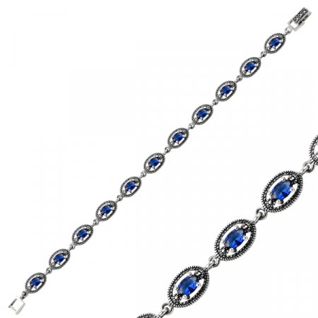 Bratara argint 925 cu zirconii albastre si marcasite [1]