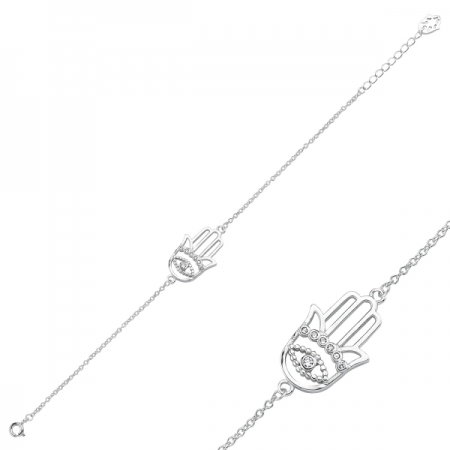 Bratara argint 925 Hamsa Mana lui Fatima cu zirconii albe - Be Spiritual BTU0099 [0]