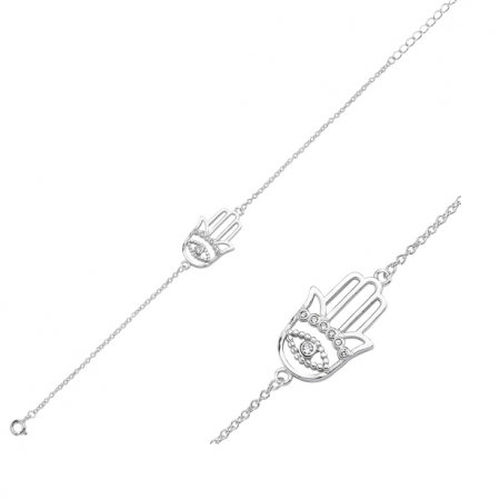 Bratara argint 925 Hamsa Mana lui Fatima cu zirconii albe - Be Spiritual BTU099 [0]