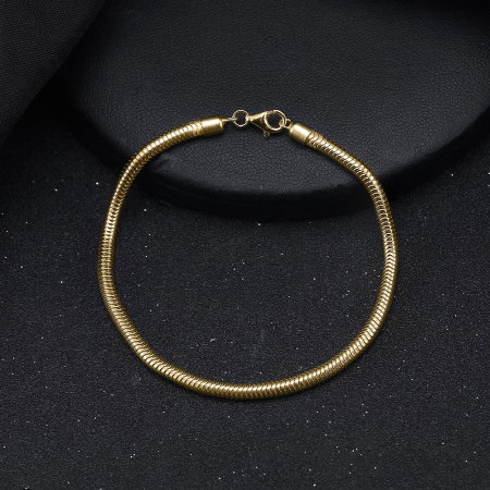 Bratara sarpe argint 925 placata cu aur 14K, 18 cm, 3 mm, UNISEX [1]