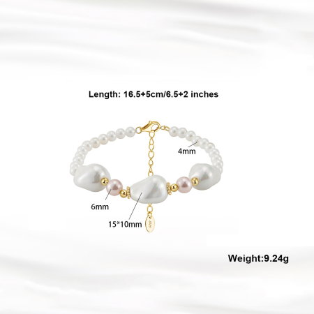 Bratara argint 925 placata cu aur 14K cu perle [5]