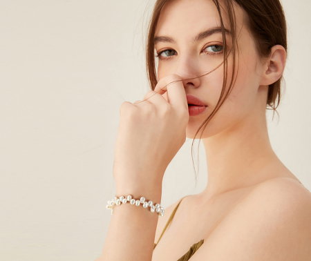 Bratara argint 925 placata cu aur 14K cu perle naturale [5]