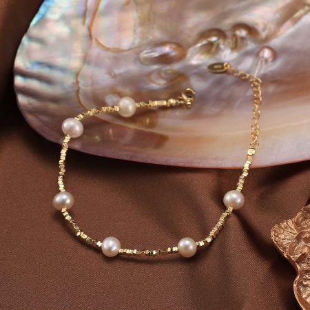 Bratara argint 925 placata cu aur 14K cu perle naturale [2]