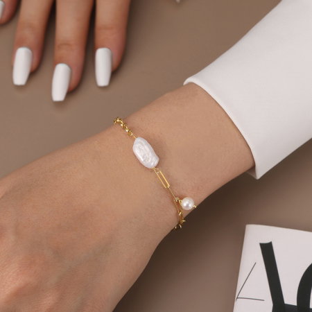 Bratara argint 925 placata cu aur 14K cu perle naturale [1]