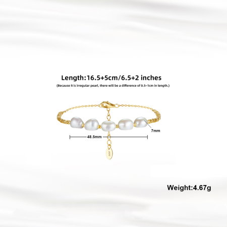 Bratara argint 925 placata cu aur 14K cu perle naturale [3]