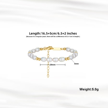 Bratara argint 925 placata cu aur 14K cu perle naturale [4]