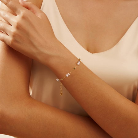 Bratara argint 925 placata cu aur 14K cu perle naturale [1]