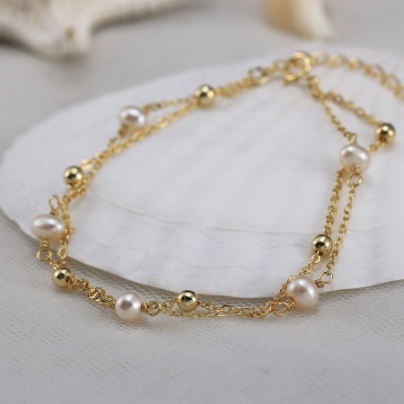 Bratara argint 925 placata cu aur 14K cu perle naturale [4]