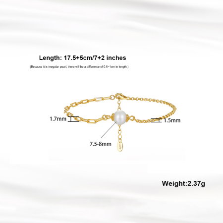 Bratara argint 925 placata cu aur 14K cu perle naturale [4]