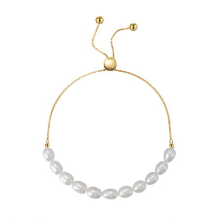 Bratara argint 925 placata cu aur 14K cu perle naturale