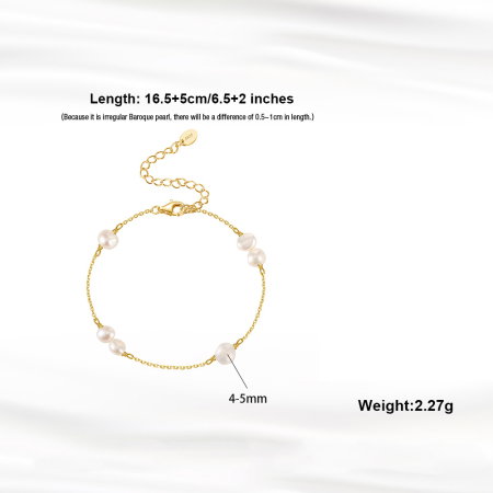 Bratara argint 925 placata cu aur 14K cu perle naturale [4]