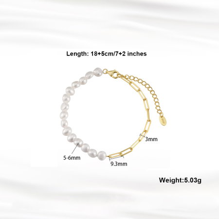 Bratara argint 925 placata cu aur 14K cu perle naturale [4]