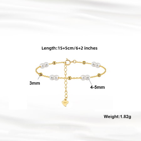 Bratara argint 925 placata cu aur 14K cu perle naturale [3]