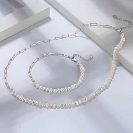 Bratara argint 925 placata cu aur 14K cu perle naturale [6]