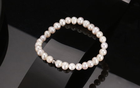 Bratara elastica din argint 925 placata cu aur 14K cu perle naturale [3]