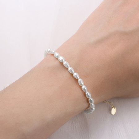 Bratara argint 925 placata cu aur 14K cu perle naturale [2]