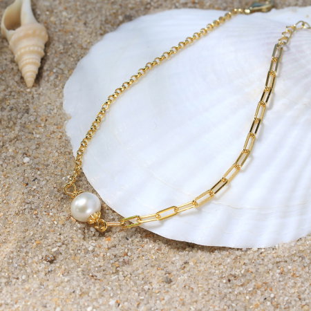 Bratara argint 925 placata cu aur 14K cu perle naturale [2]