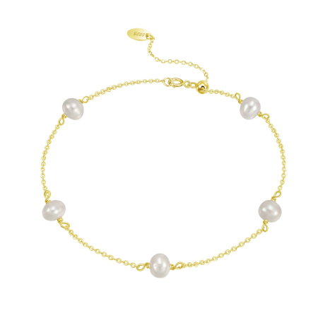 Bratara argint 925 placata cu aur 14K cu perle naturale