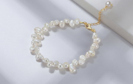 Bratara argint 925 placata cu aur 14K cu perle naturale [8]