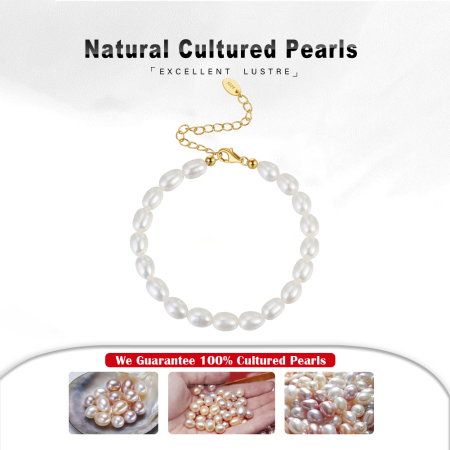 Bratara argint 925 placata cu aur 14K cu perle naturale [5]