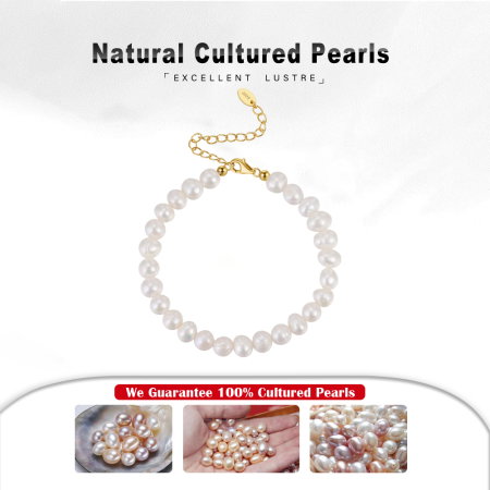 Bratara argint 925 placata cu aur 14K cu perle naturale [5]