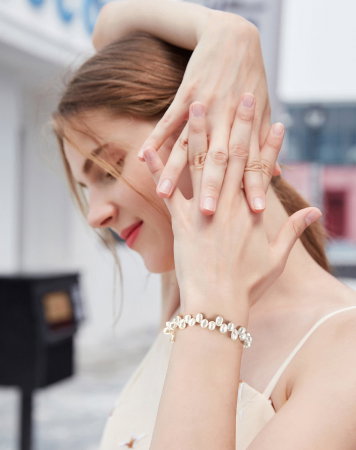 Bratara argint 925 placata cu aur 14K cu perle naturale [6]