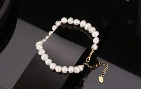 Bratara argint 925 placata cu aur 14K cu perle naturale [4]