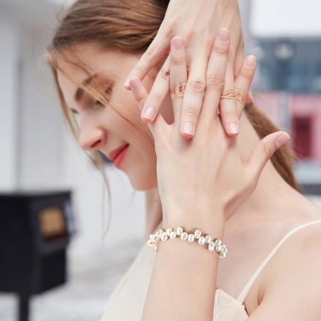 Bratara argint 925 placata cu aur 14K cu perle naturale [1]