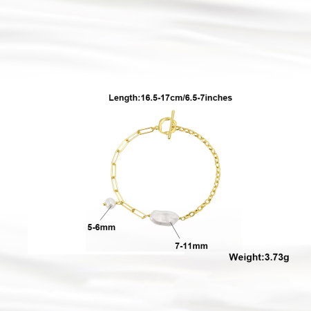 Bratara argint 925 placata cu aur 14K cu perle naturale [3]