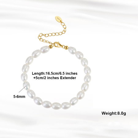 Bratara argint 925 placata cu aur 14K cu perle naturale [3]