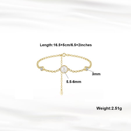 Bratara argint 925 placata cu aur 14K cu perle naturale si zirconiu [5]