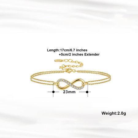 Bratara argint 925 placata cu aur 14K cu zirconiu Dragoste Nemarginita [2]